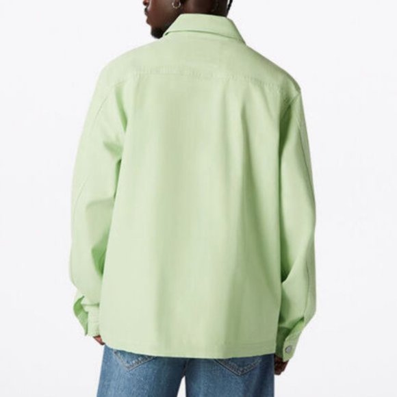 💖MEGA SALE💖Converse Mens 10020896-A07 Zip Front Long Sleeve Shirt Cotton Green - Picture 6 of 12